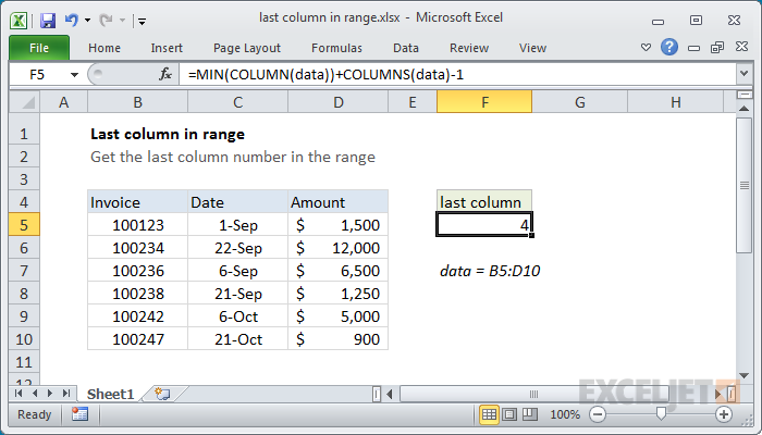 Find Last Number In A List Excel